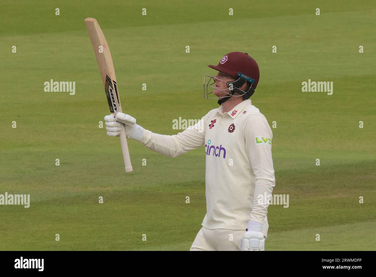 London, UK. 20th Sep, 2023. Northamptonshire's Tom Taylor gets his fifty as Surrey take on Northamptonshire in the County Championship at the Kia Oval, day two. Credit: David Rowe/Alamy Live News Stock Photo
