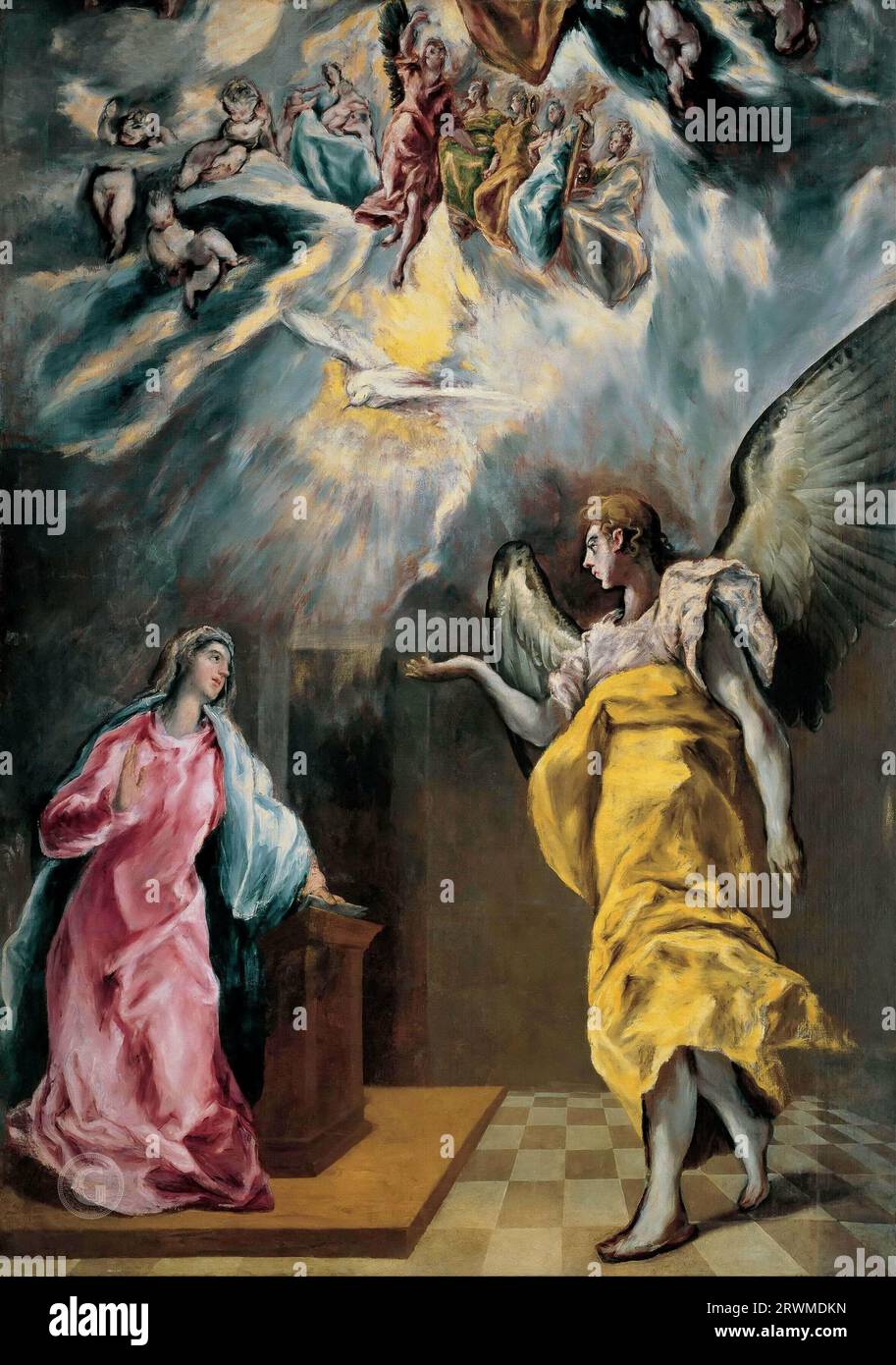 El Greco – The Annunciation 1614. 294x209 Fundacion Banco Santander, Madrid. Stock Photo