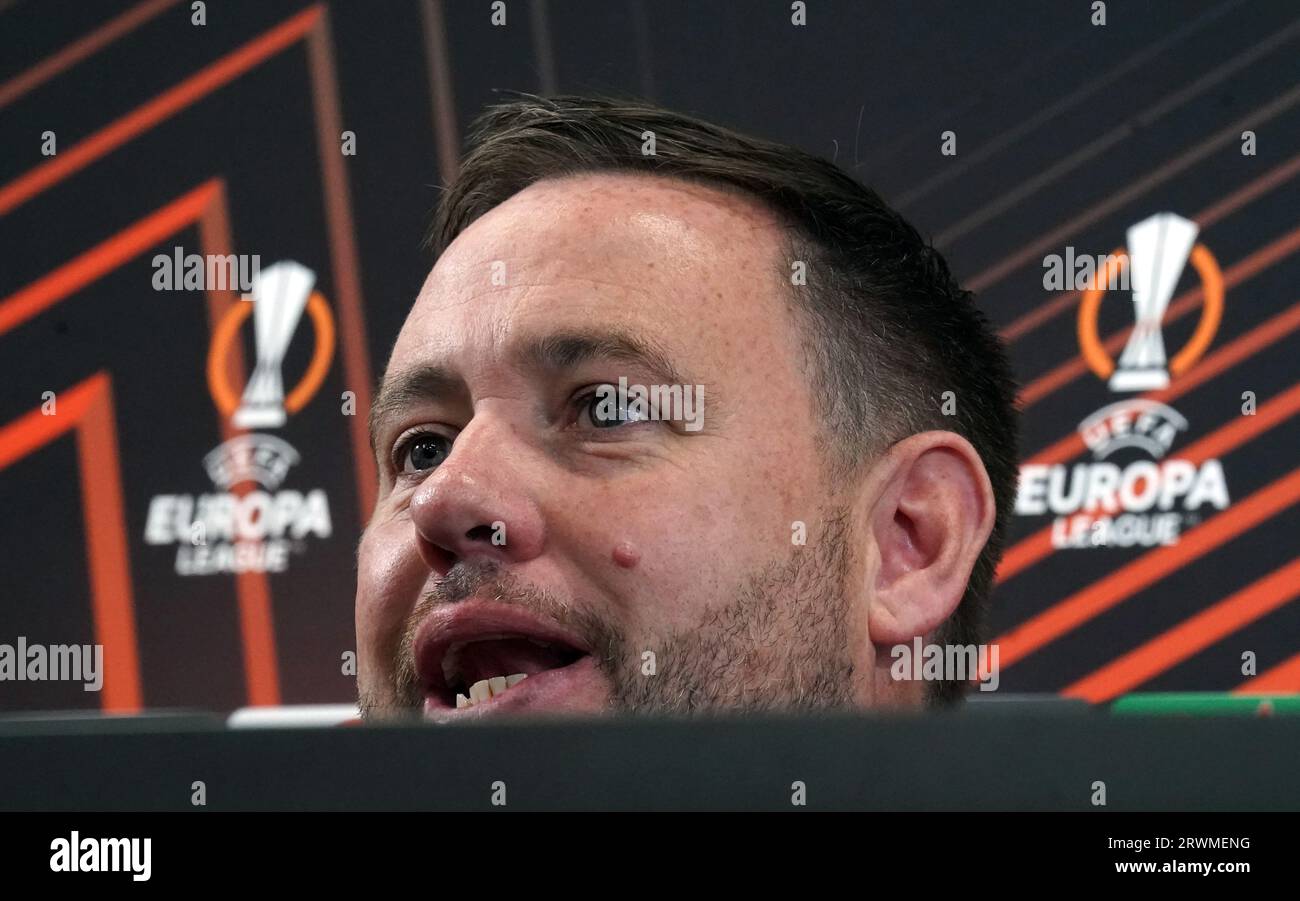 Rangers manager Michael Beale during press conference at the Rangers ...