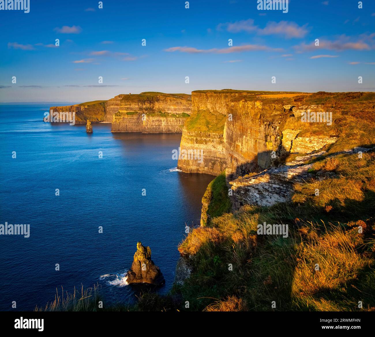 Sunset at the Cliffs of Moher, County Clare, Ireland Stock Photo