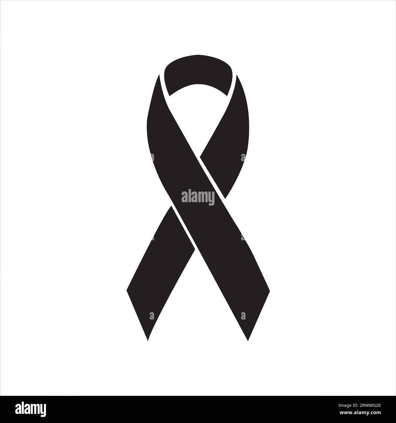 A black ribbon on a white background with copy space Stock Vector