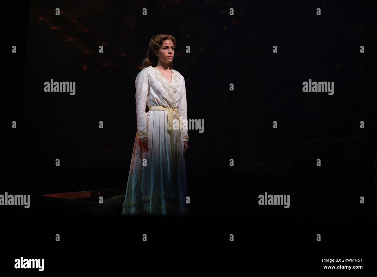 Actress Talía del Val performs during the presentation of the musical 'THE PHANTOM OF THE OPERA' at the Albeniz theater in Madrid, September 20, 2023, Stock Photo