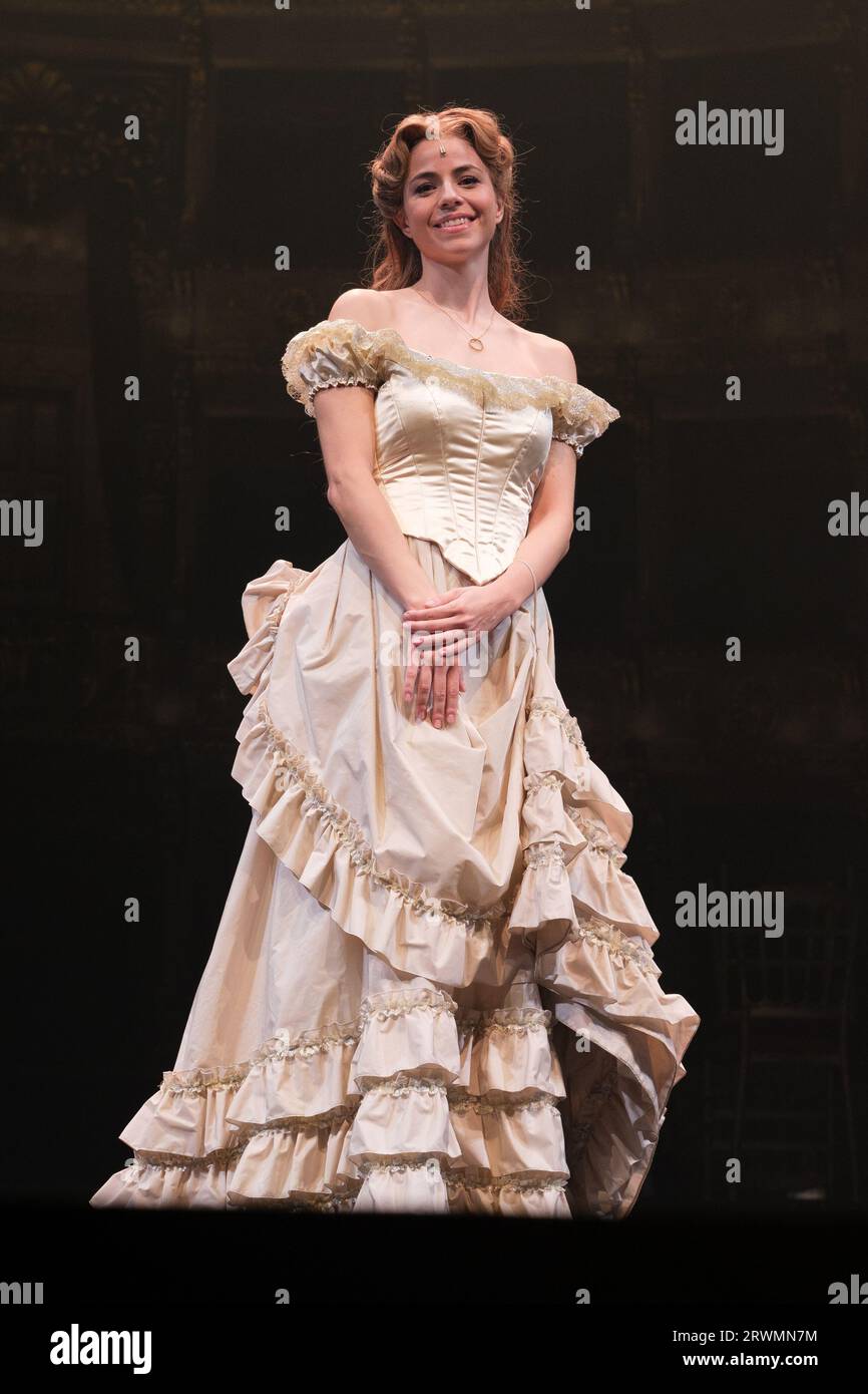 Actress Talía del Val performs during the presentation of the musical 'THE PHANTOM OF THE OPERA' at the Albeniz theater in Madrid, September 20, 2023, Stock Photo