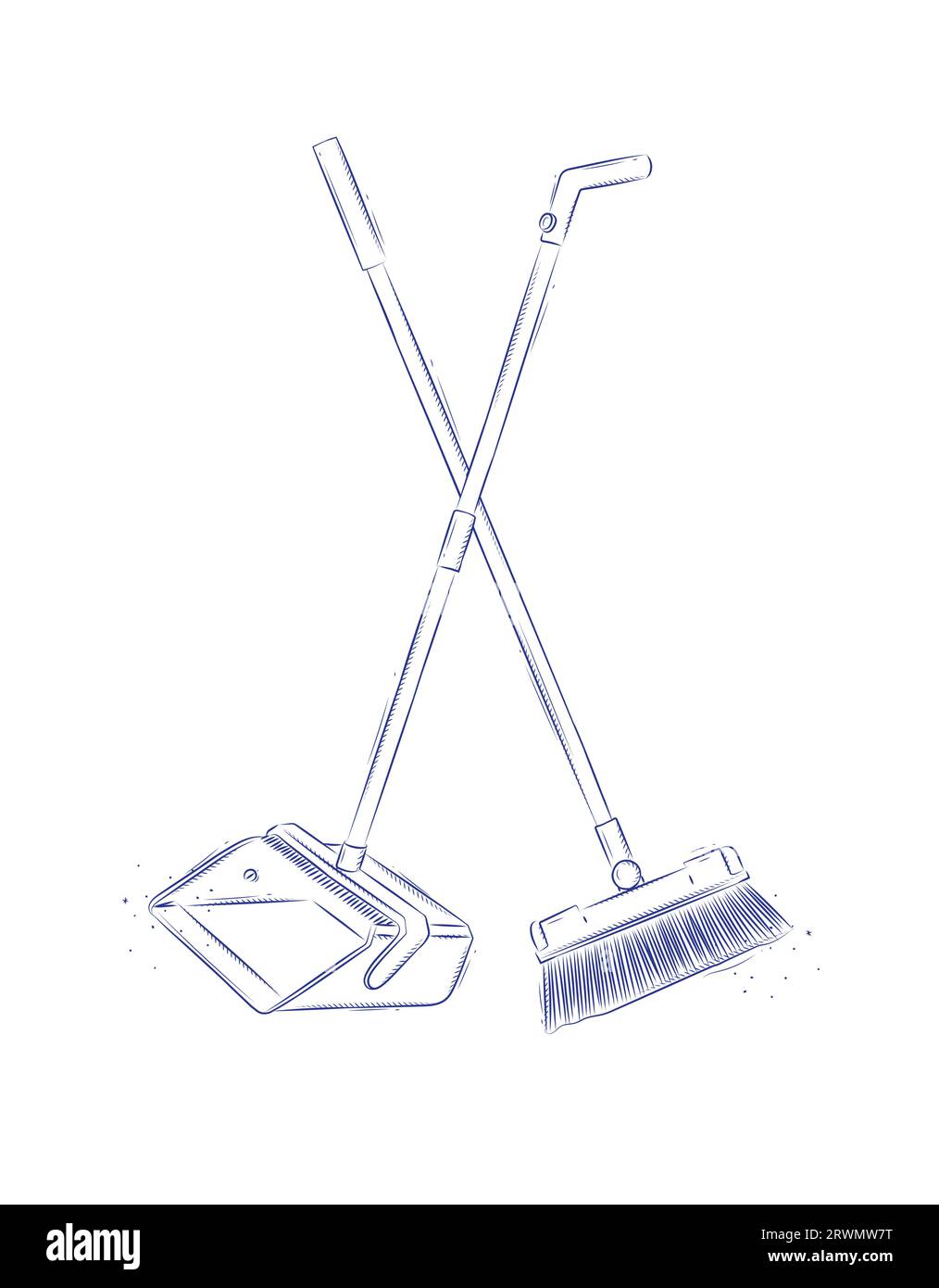 Flat broom and dustpan drawing in graphic style on light background Stock Vector Image & Art Alamy