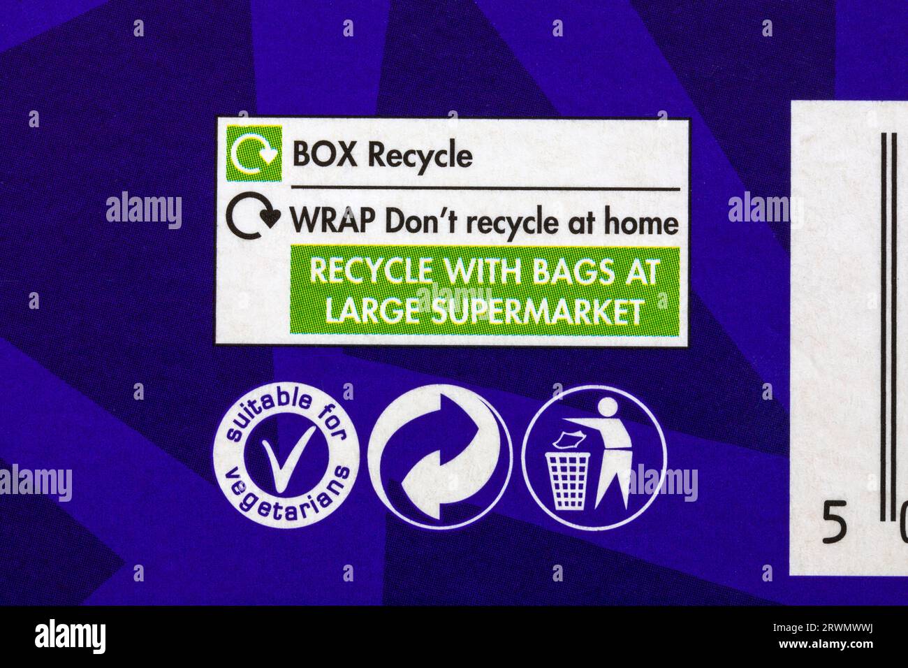 recycle recycling information on box of Cadbury Crunchie Blast ice creams  - disposal recycling recycle logo symbol Stock Photo