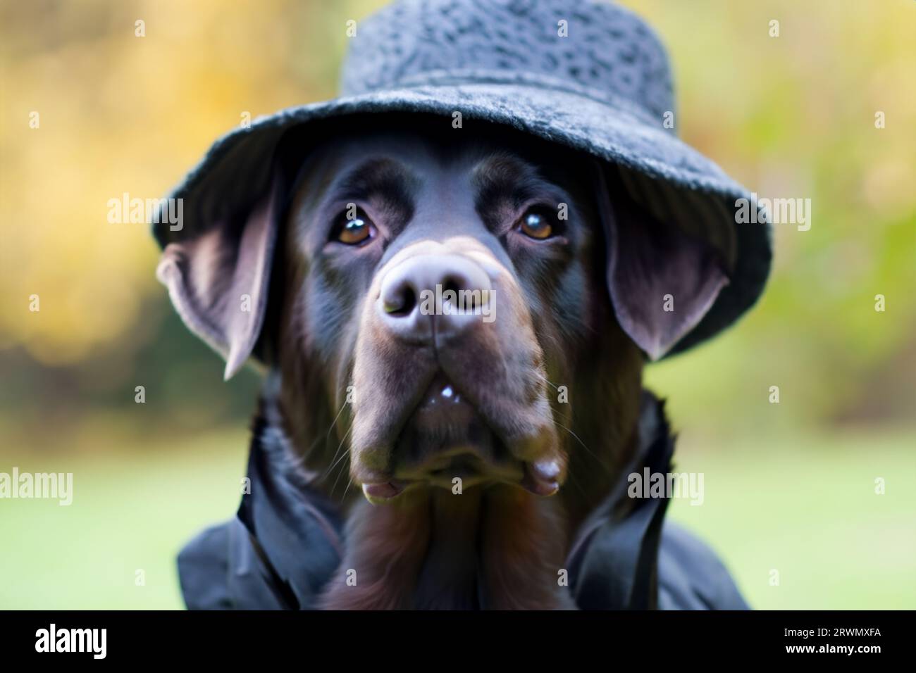dog with cap on his head Stock Photo Alamy