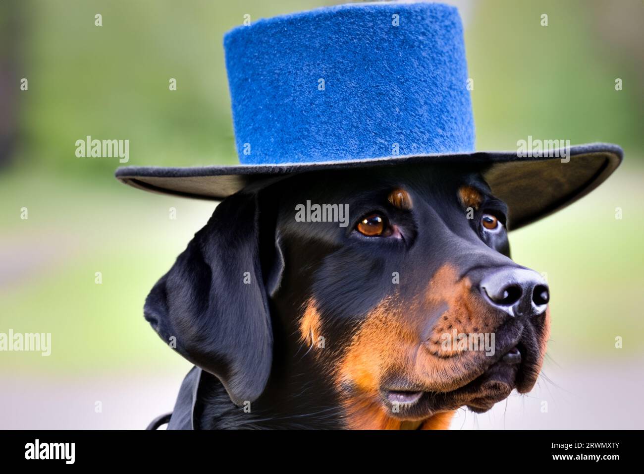 dog with cap on his head Stock Photo Alamy