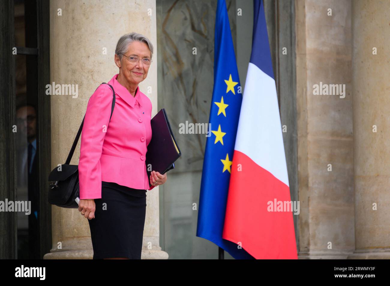 Paris, France. 20th Sep, 2023. Prime Minister Elisabeth Borne leaving ...