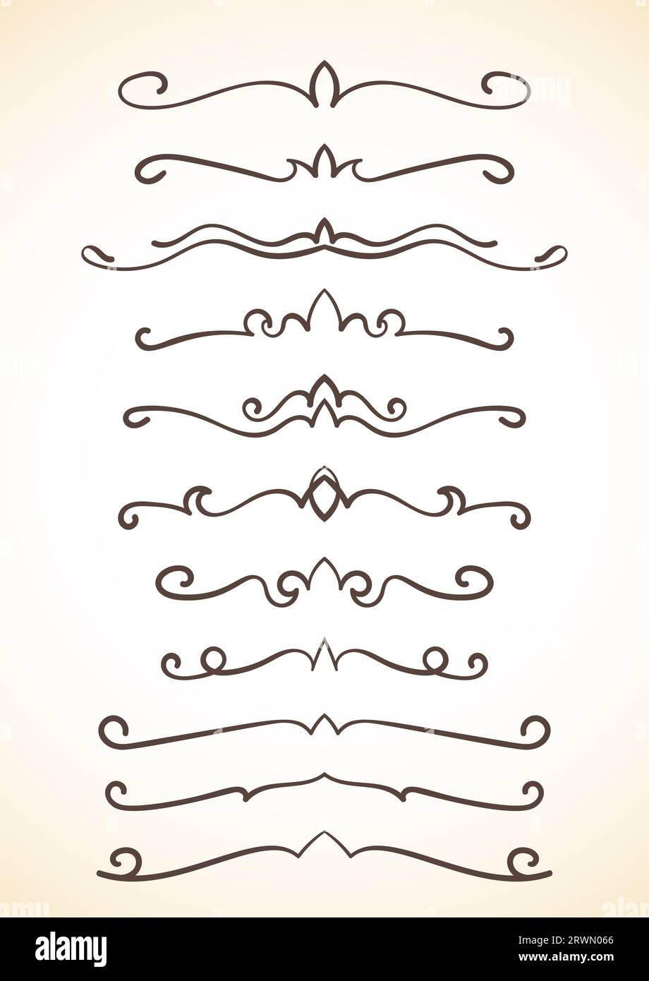 Vintage calligraphic dividers ornate swirl divider hi-res stock ...