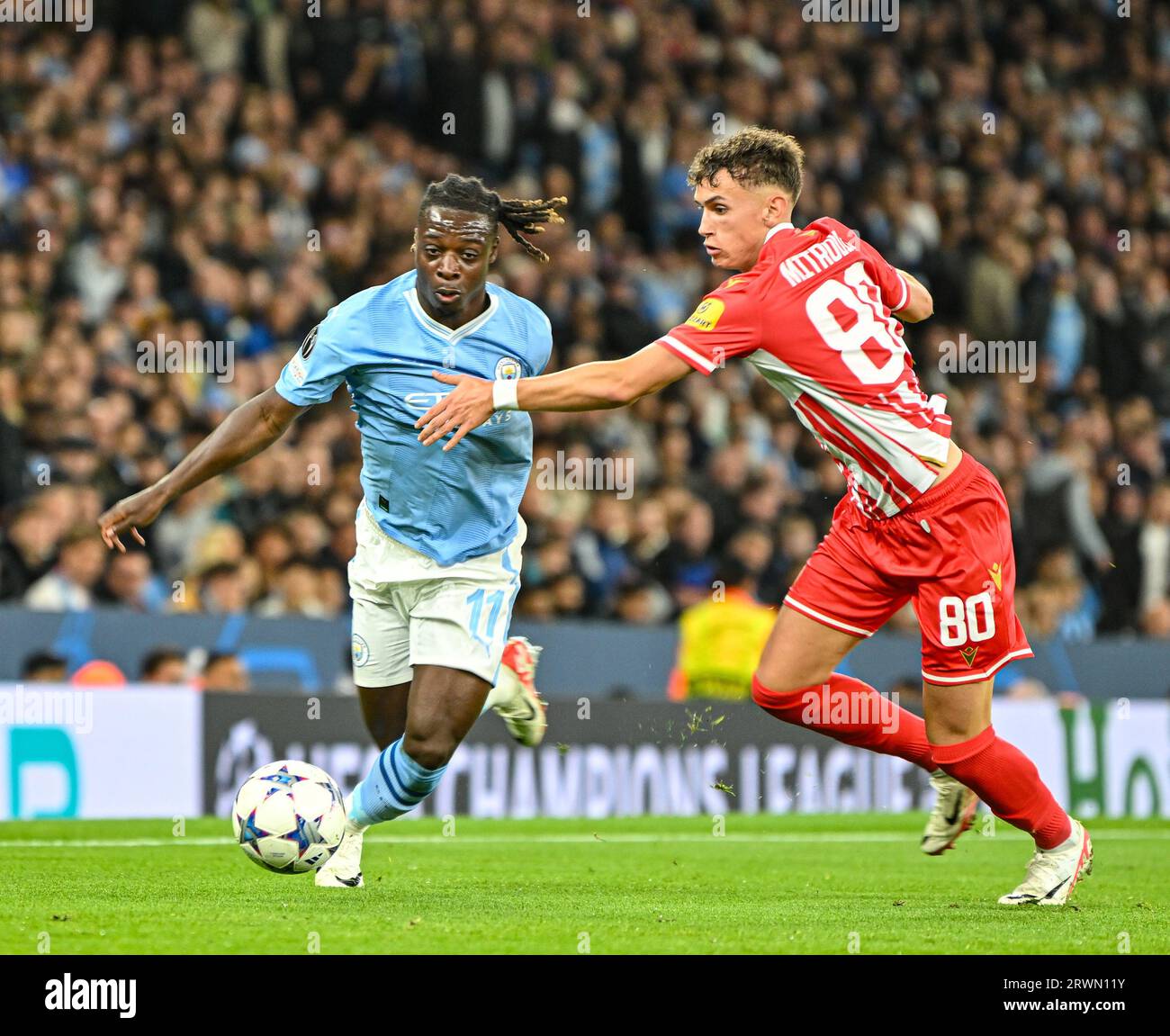 6th November 2019; Vozdovac Stadium, Belgrade, Serbia; UEFA Under 19 UEFA  Youth league football, FK Crvena Zvezda under 19s versus Tottenham Hotspur  under 19s; Stefan Mitrovic of FK Crvena Zvezda clears the