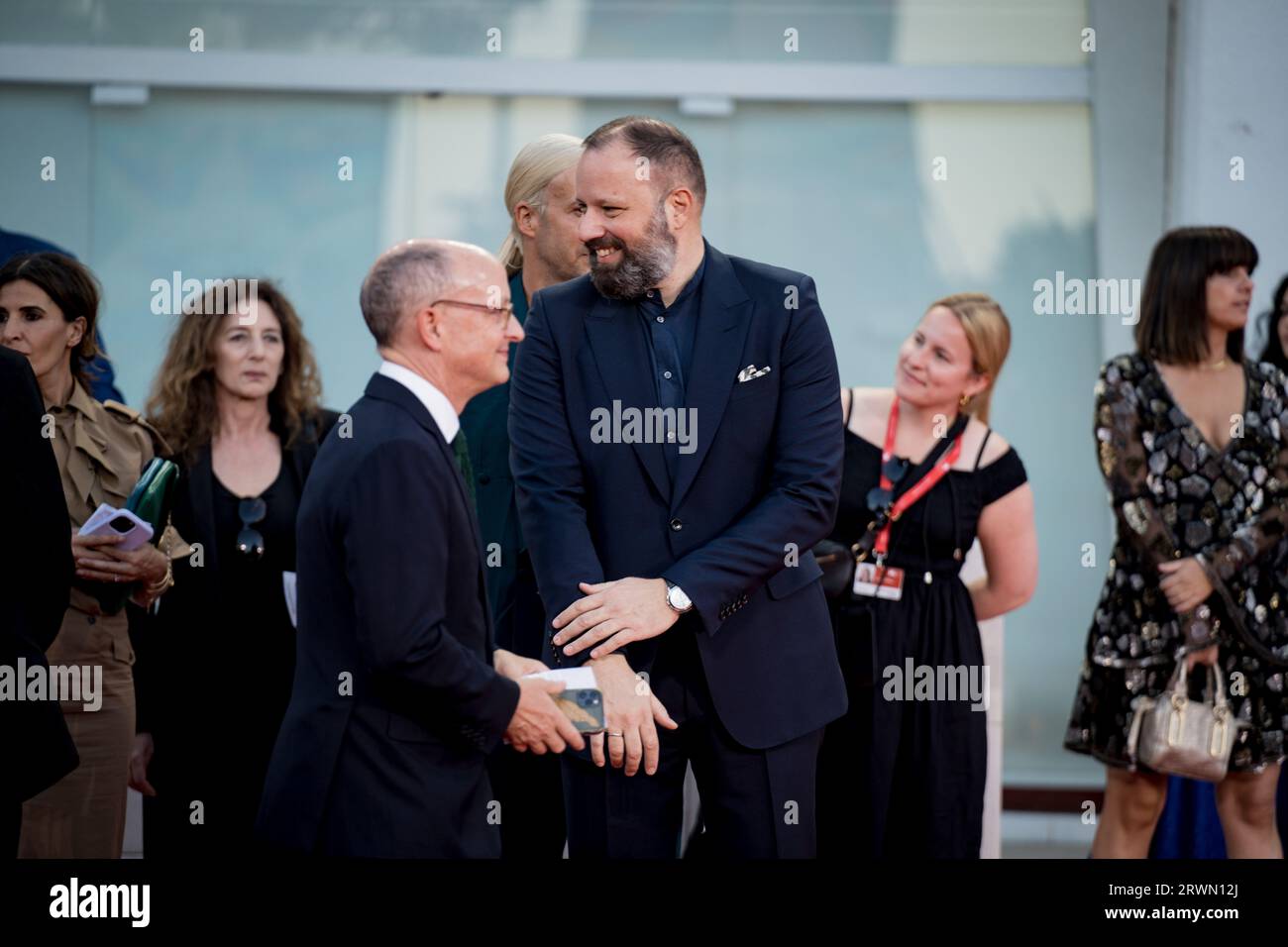 VENICE, ITALY - SEPTEMBER 09:  Yorgos Lanthimos attends a red carpet ahead of the closing ceremony at the 80th Venice International Film Festival on S Stock Photo