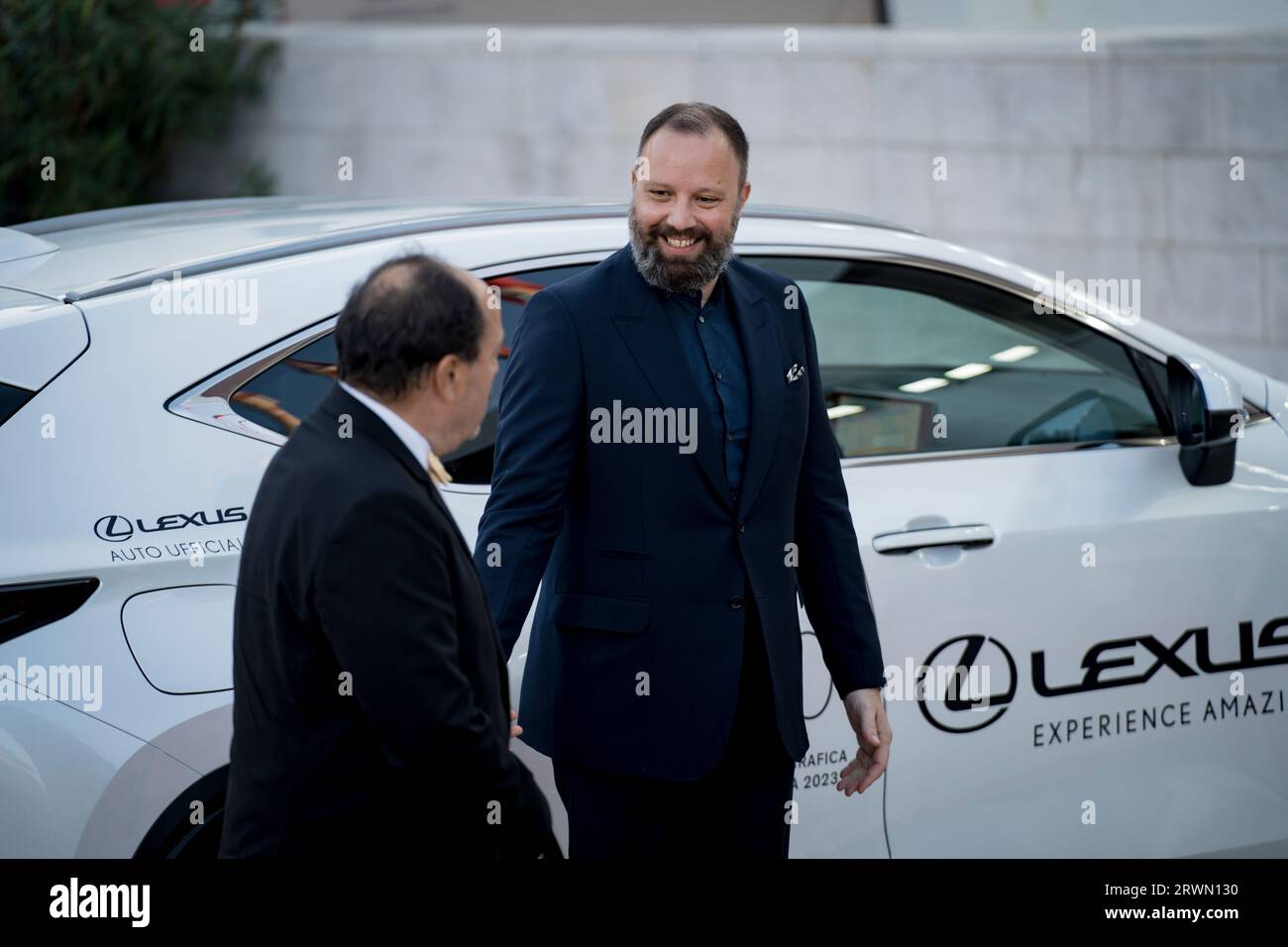 VENICE, ITALY - SEPTEMBER 09:  Yorgos Lanthimos attends a red carpet ahead of the closing ceremony at the 80th Venice International Film Festival on S Stock Photo