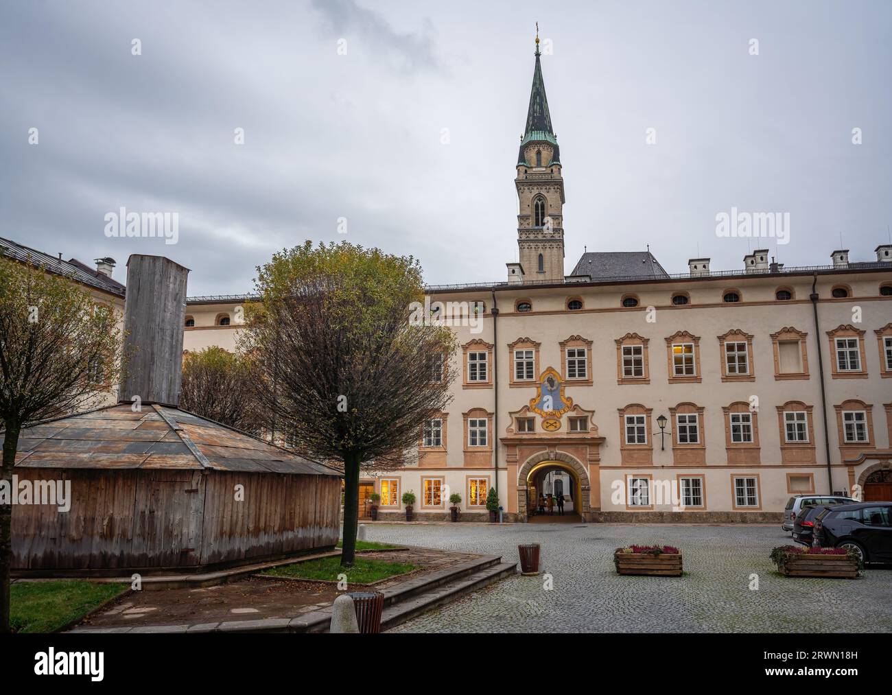 St. Peter Abbey and Franciscan Church Tower - Salzburg, Austria Stock Photo