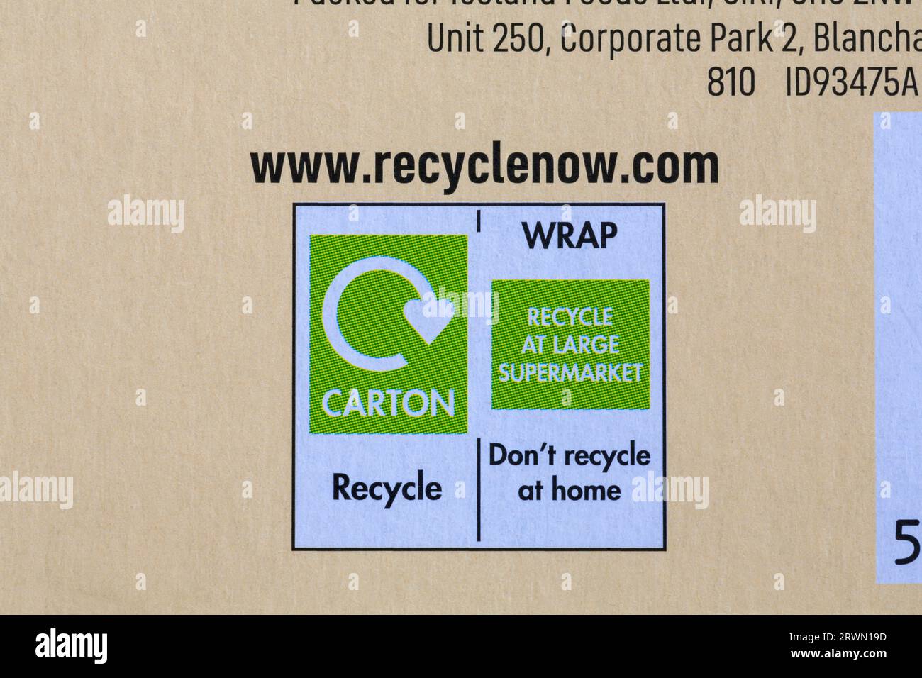 recycle recycling information on box of Iceland Majestics Billionaires