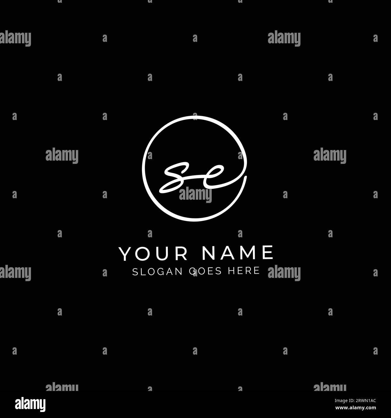 S, E, SE Initial letter handwritten and signature vector logo. Business template in round shape line art Stock Vector