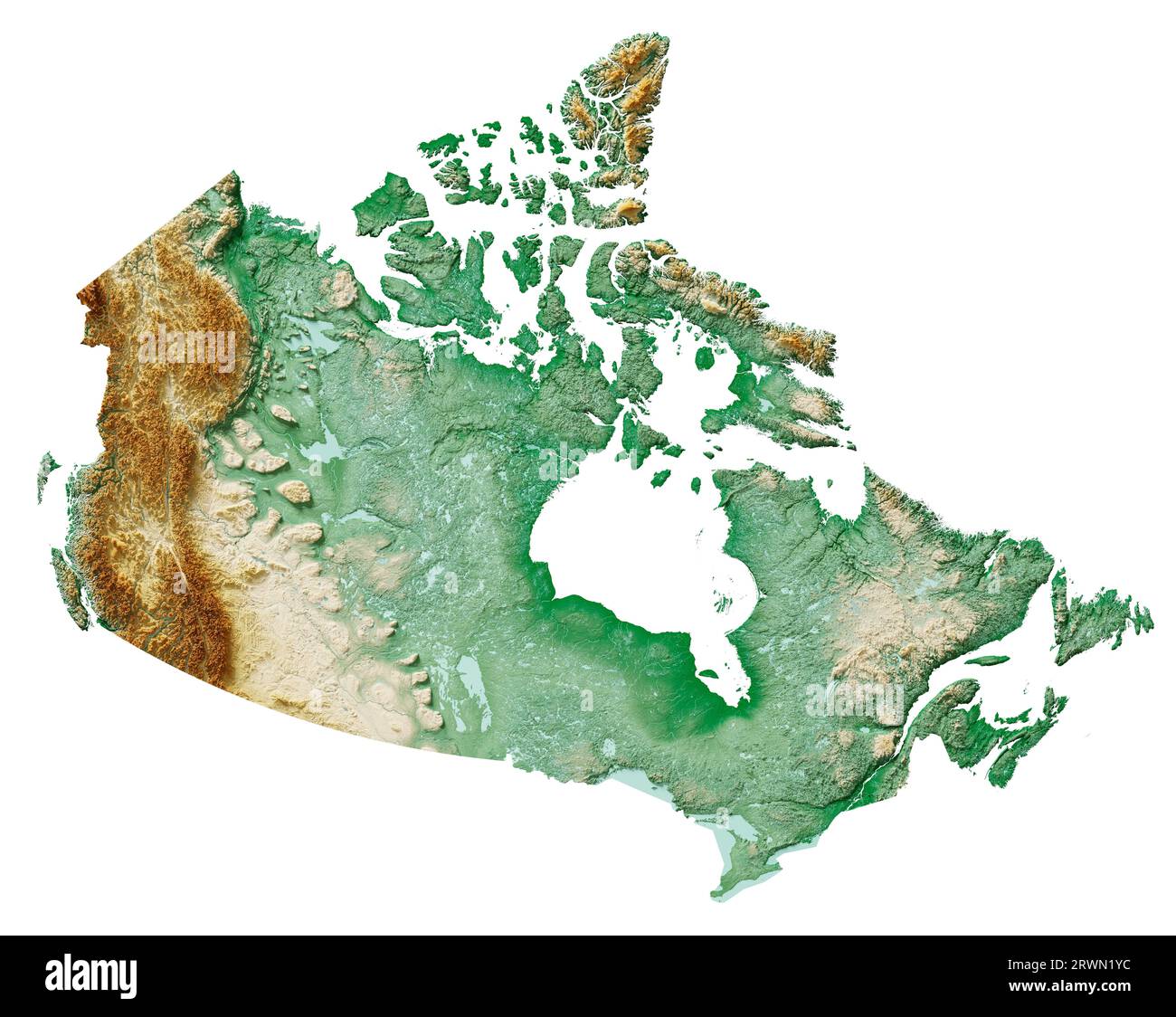 Canada relief map hi-res stock photography and images - Alamy