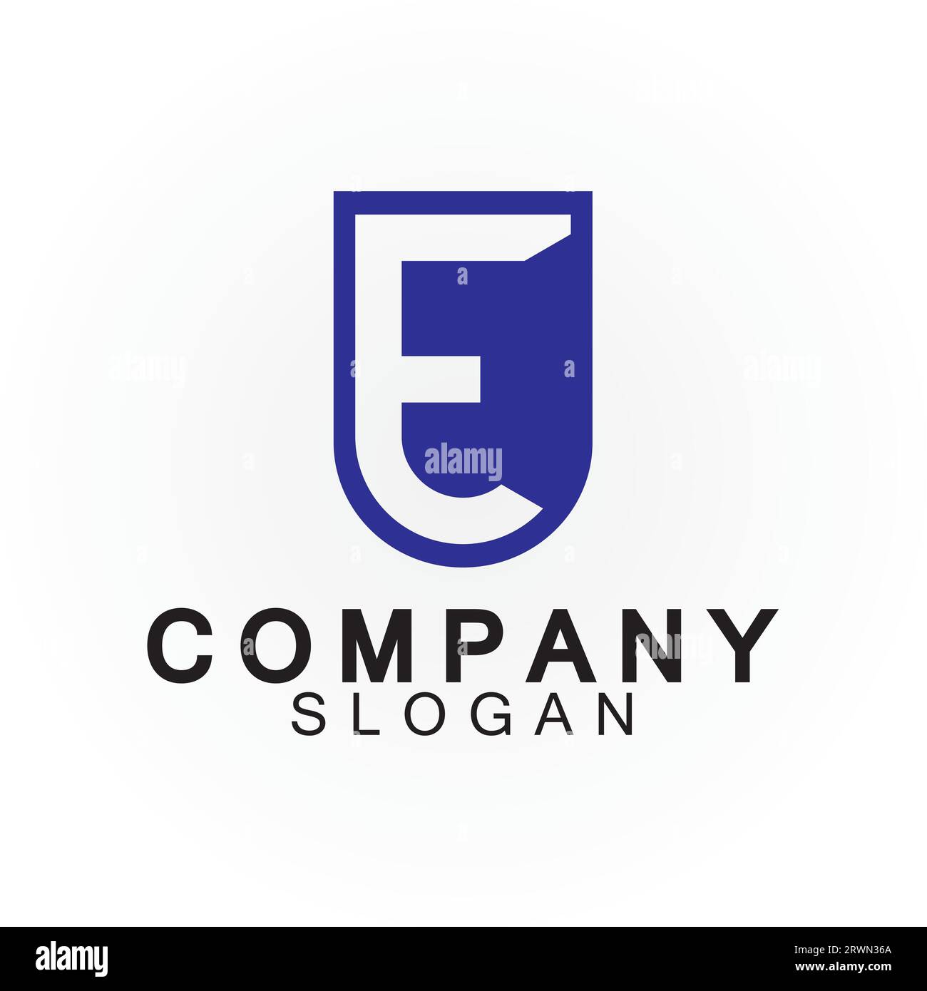 Abstract linear letter initial E shield logo icon design Stock Vector