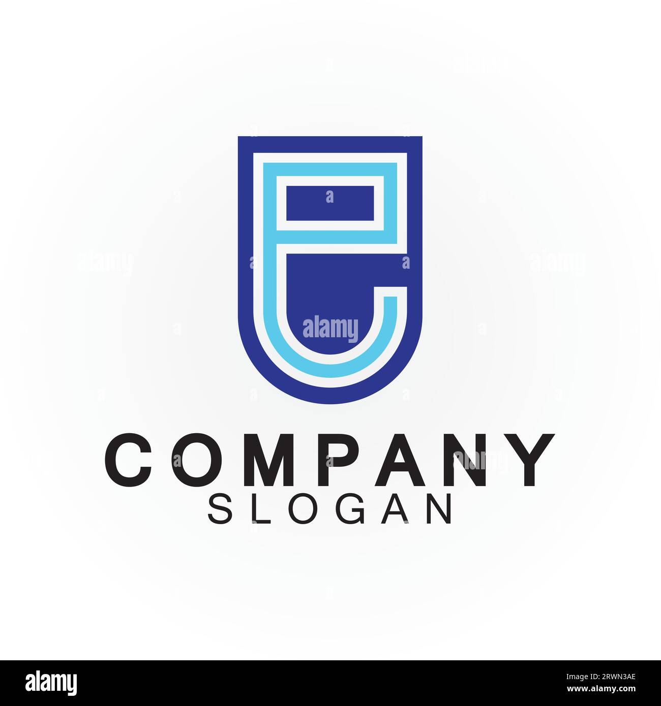 Abstract linear letter initial E shield logo icon design Stock Vector