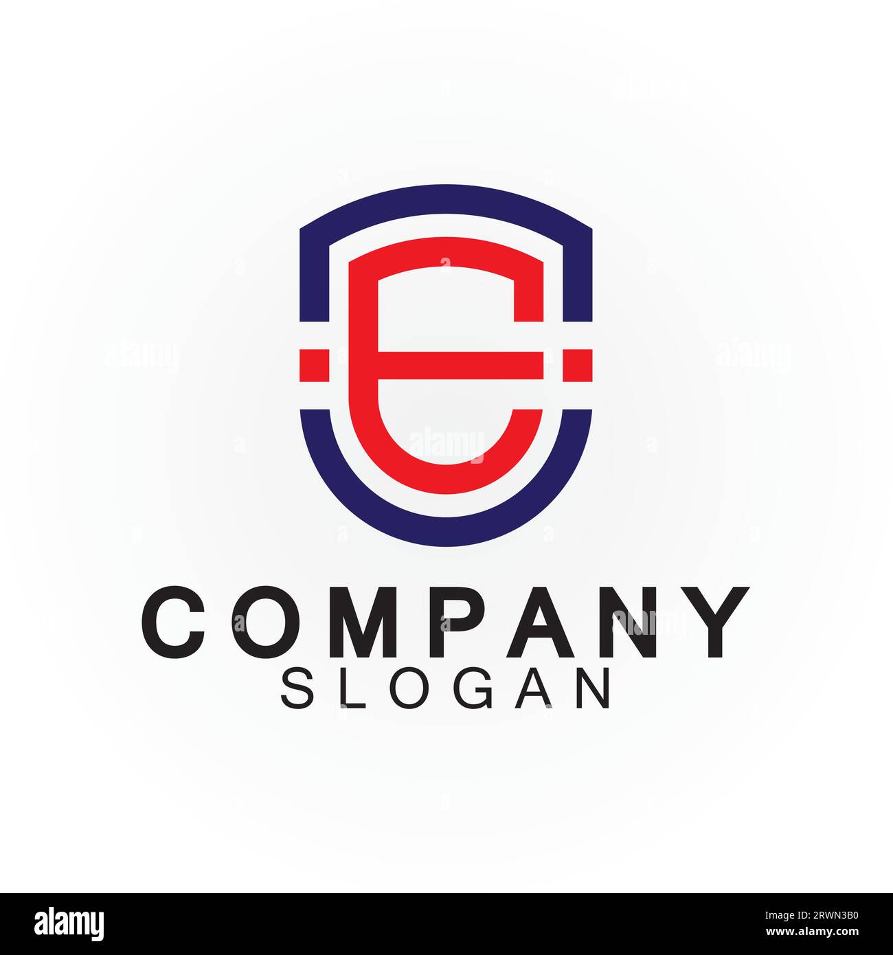 Abstract linear letter initial E shield logo icon design Stock Vector