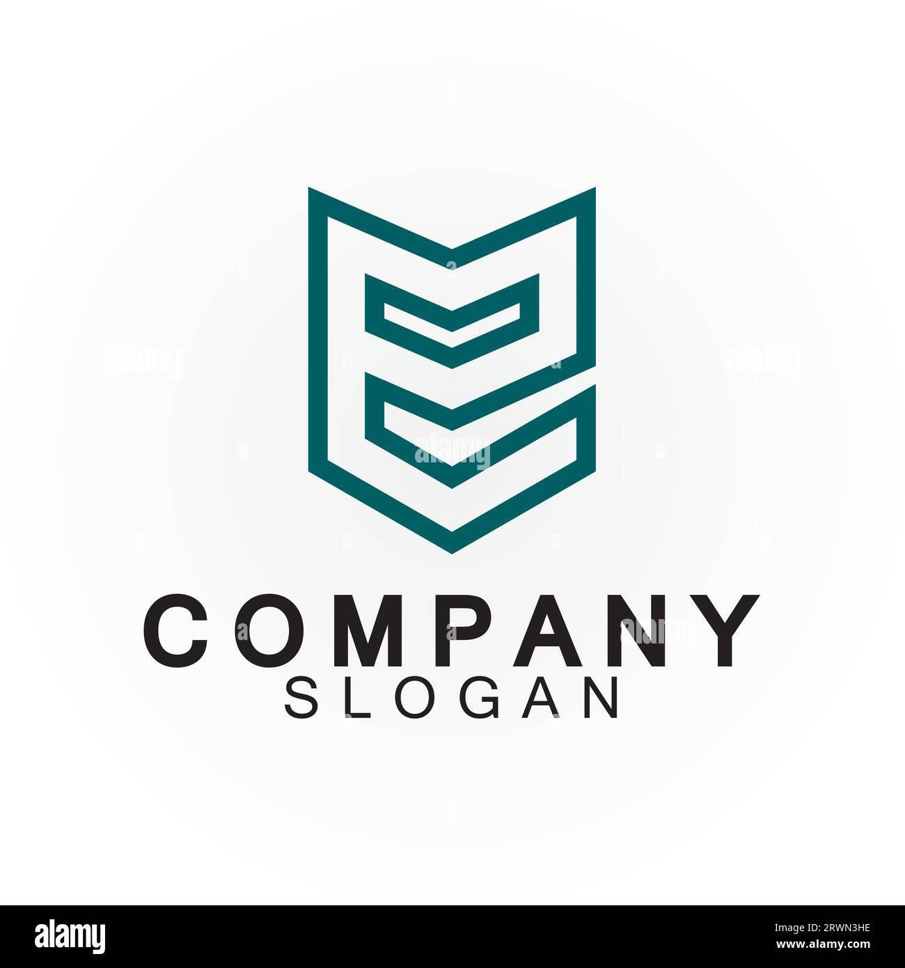 Abstract linear letter initial E shield logo icon design Stock Vector