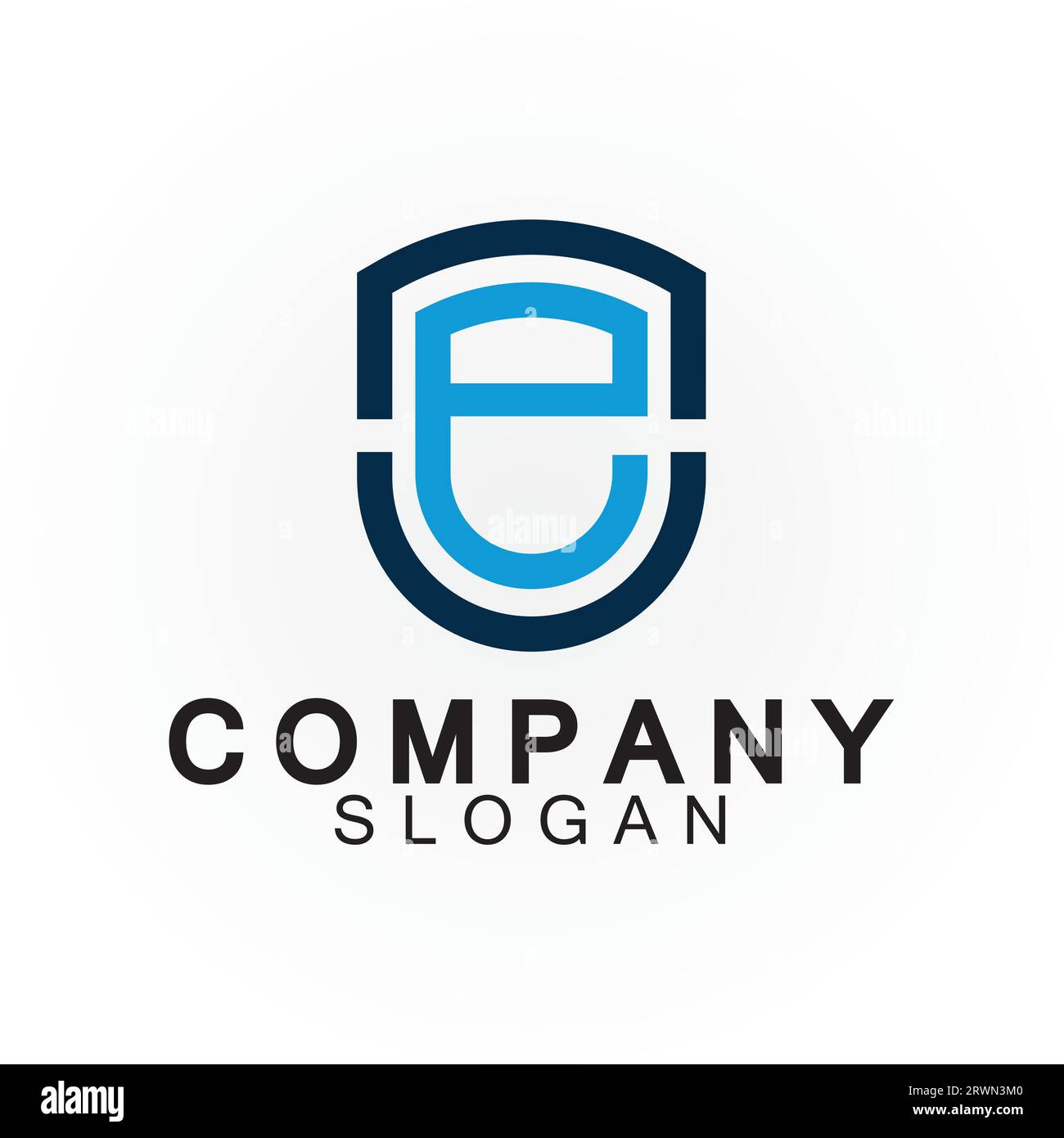 Abstract linear letter initial E shield logo icon design Stock Vector