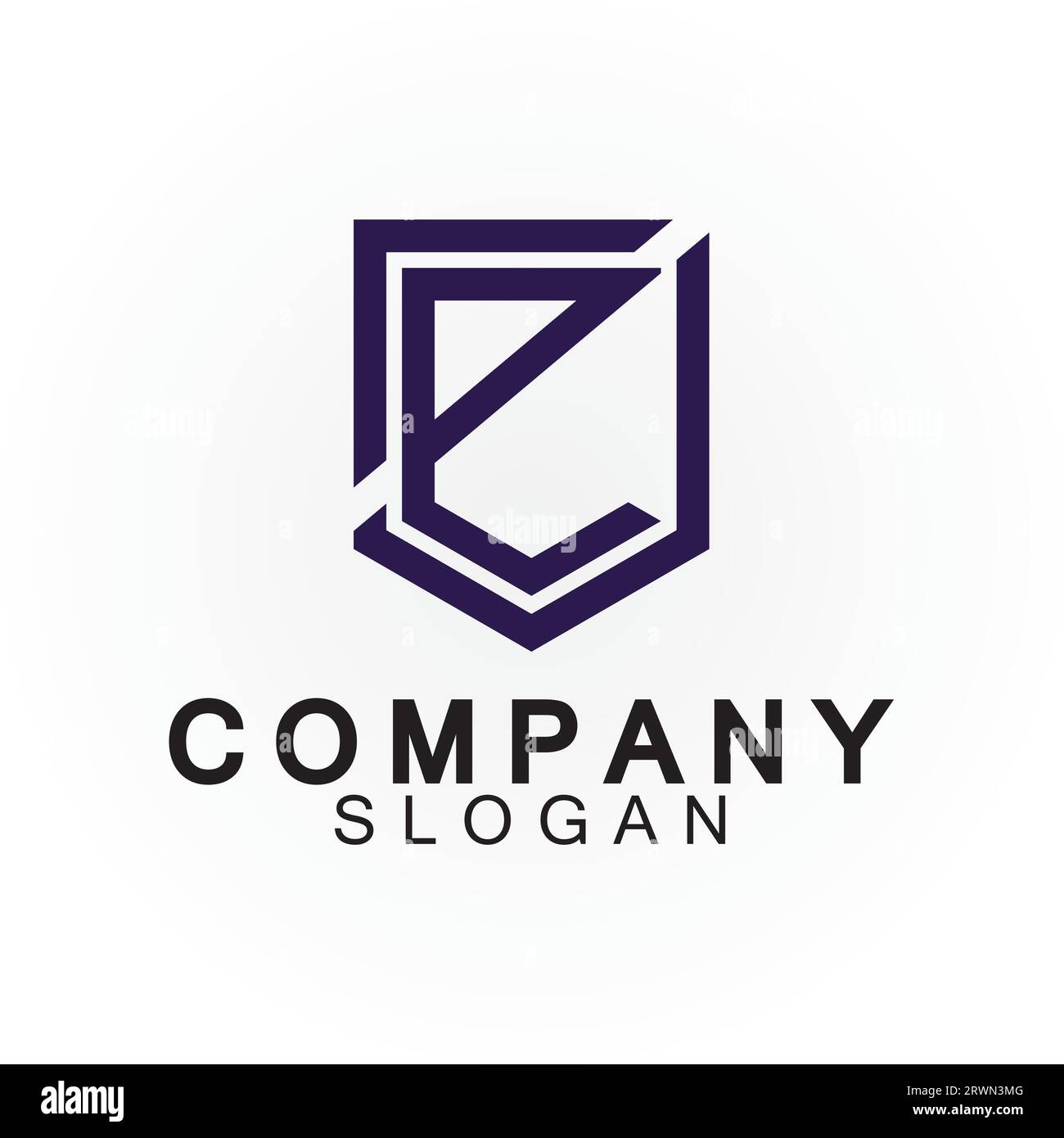 Abstract linear letter initial E shield logo icon design Stock Vector