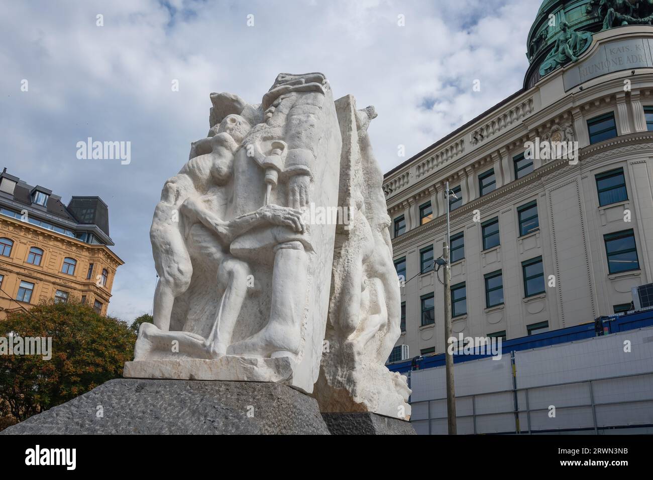 Gate of Violence Sculpture part of the Memorial against war and fascism by Alfred Hrdlicka at Albertinaplatz - Vienna, Austria Stock Photo