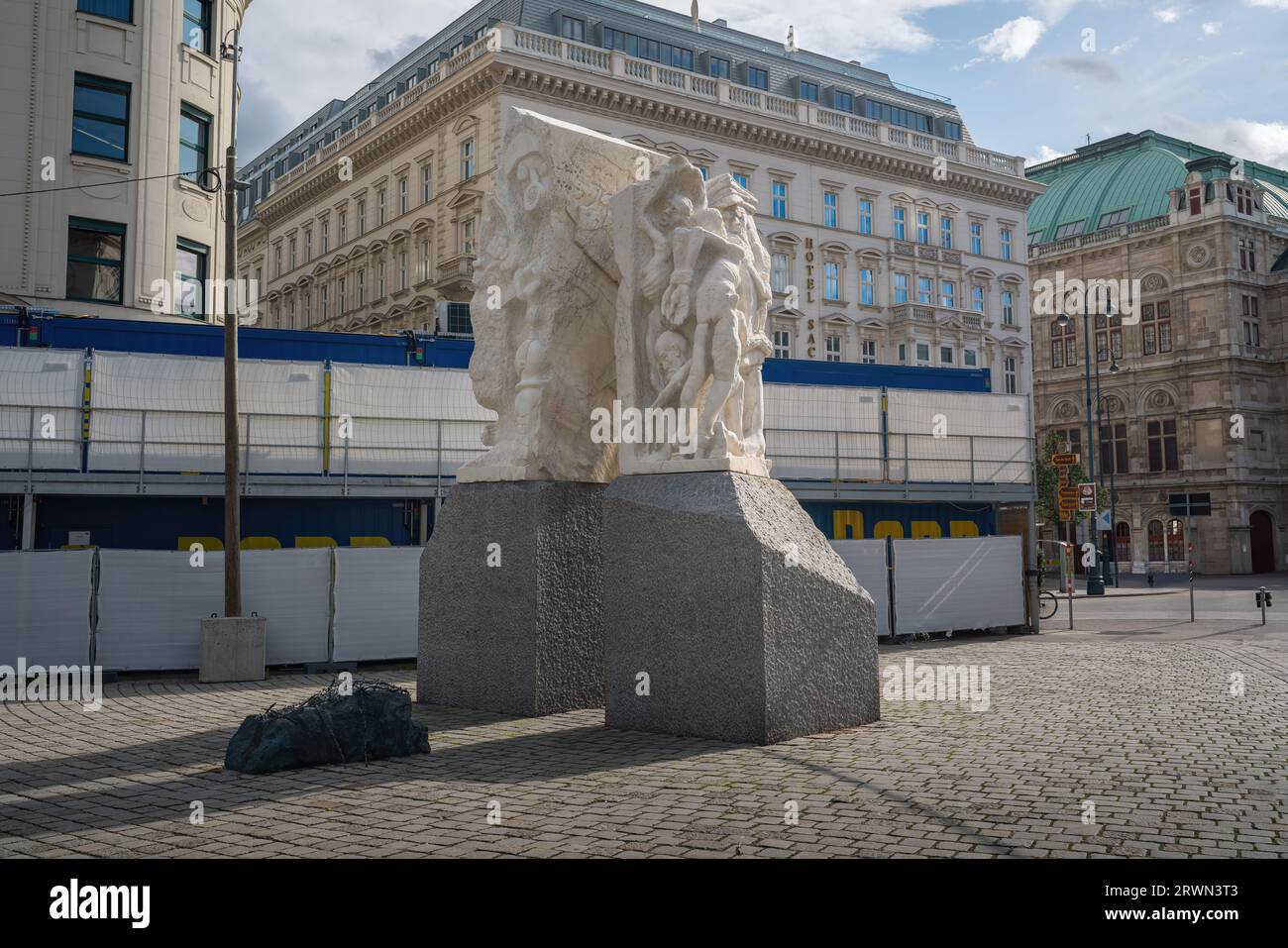 Gate of Violence Sculpture part of the Memorial against war and fascism by Alfred Hrdlicka at Albertinaplatz - Vienna, Austria Stock Photo
