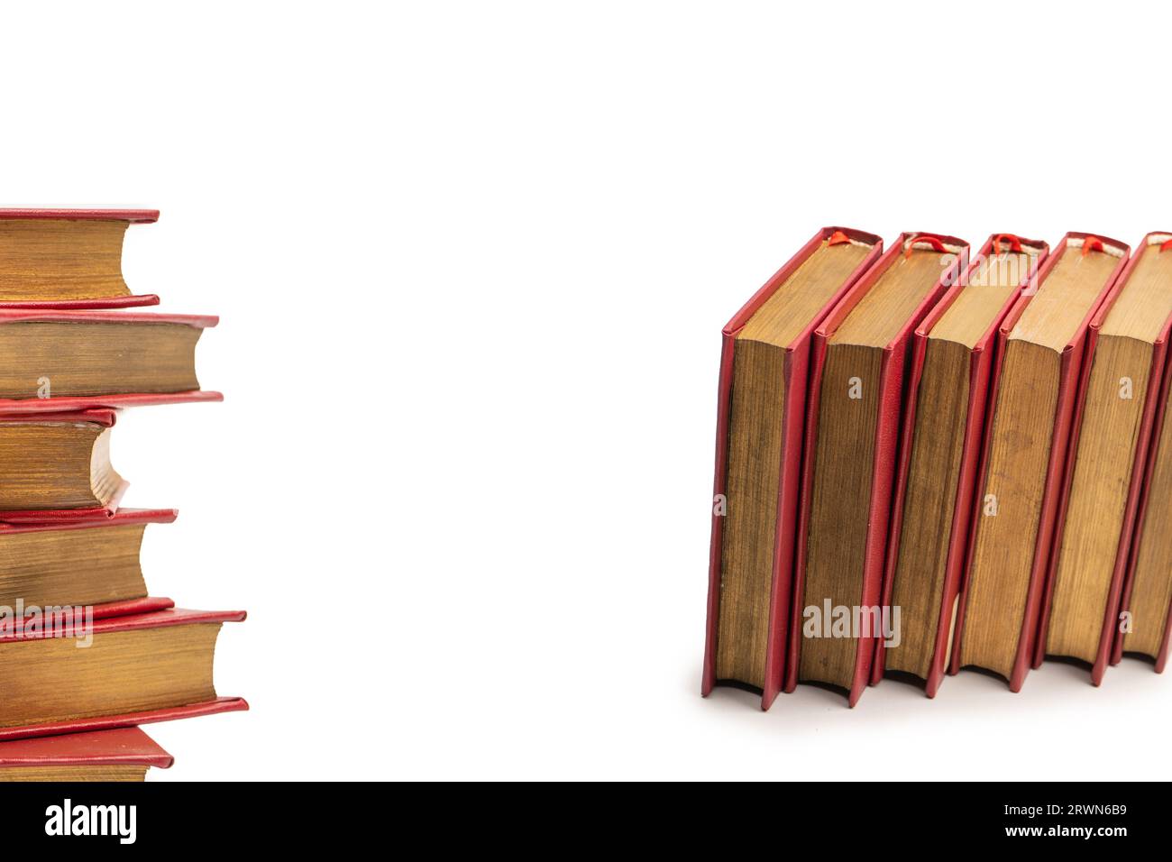 Old books isolated on a white background Stock Photo - Alamy