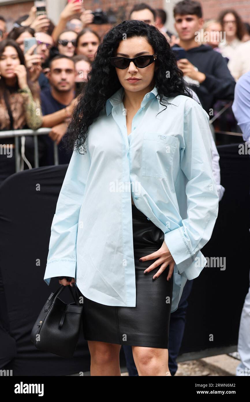 Milan, Italy. 20th Sep, 2023. Charli XCX arrives to Fendi fashion show