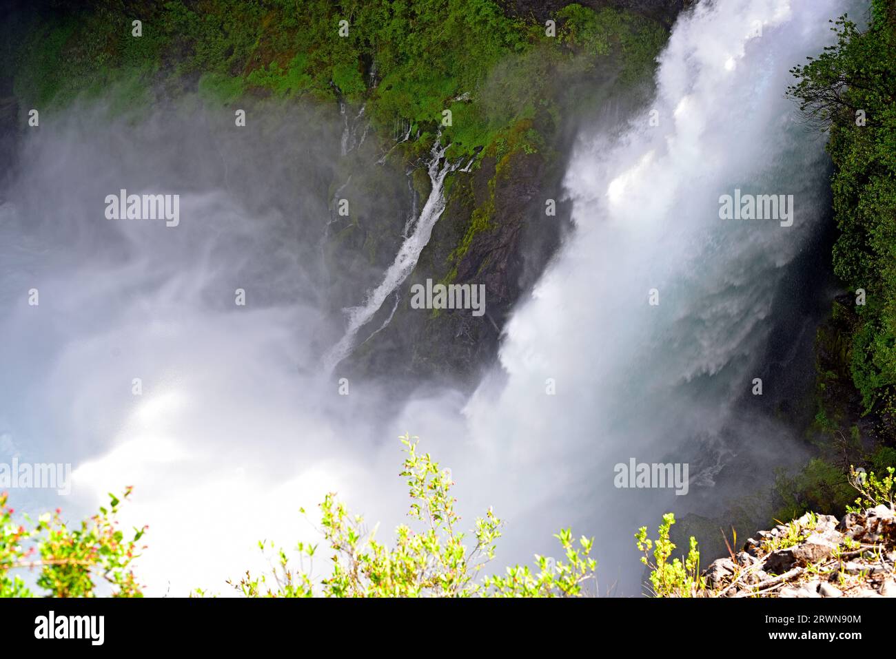 Huilo Huilo waterfall. Region de Los Rios, Chile. Stock Photo