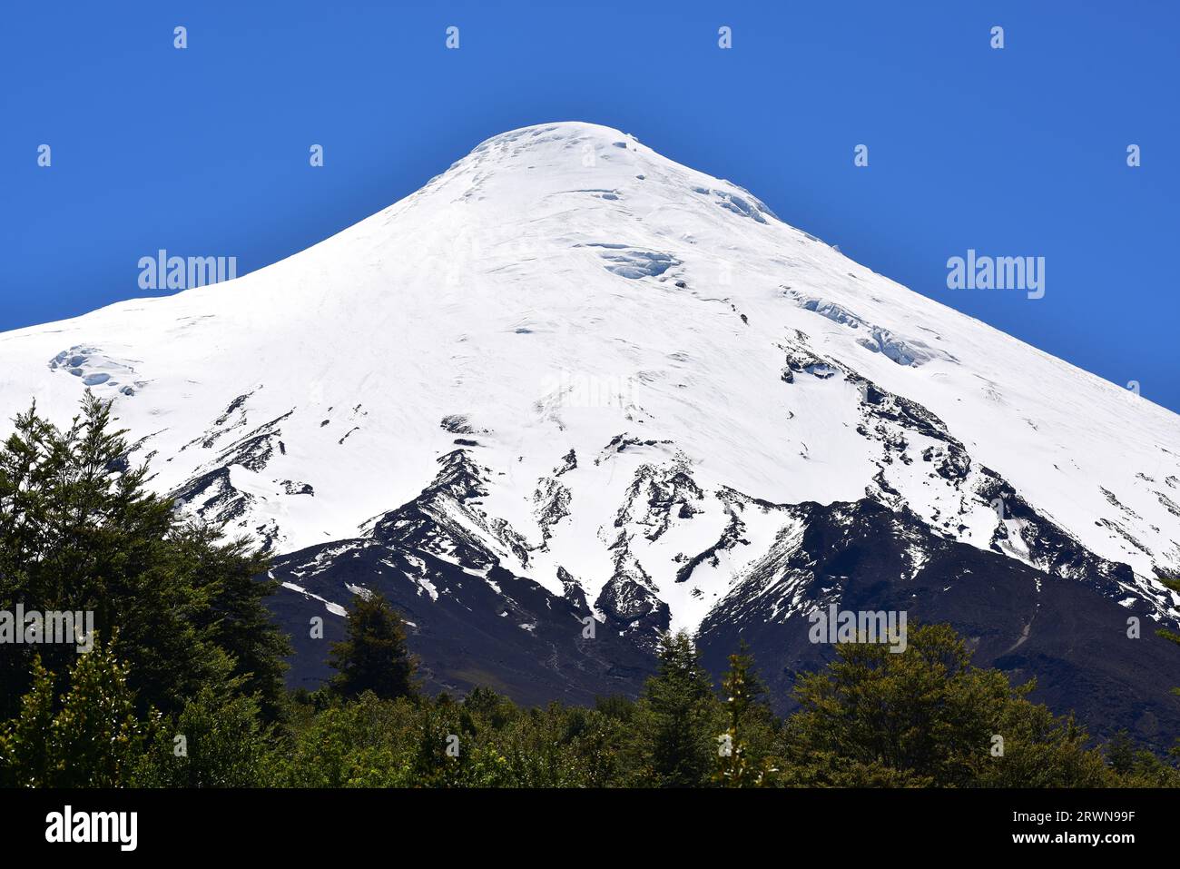 Osorno volcano (stratovolcano). Region de Los Lagos, Chile. Stock Photo