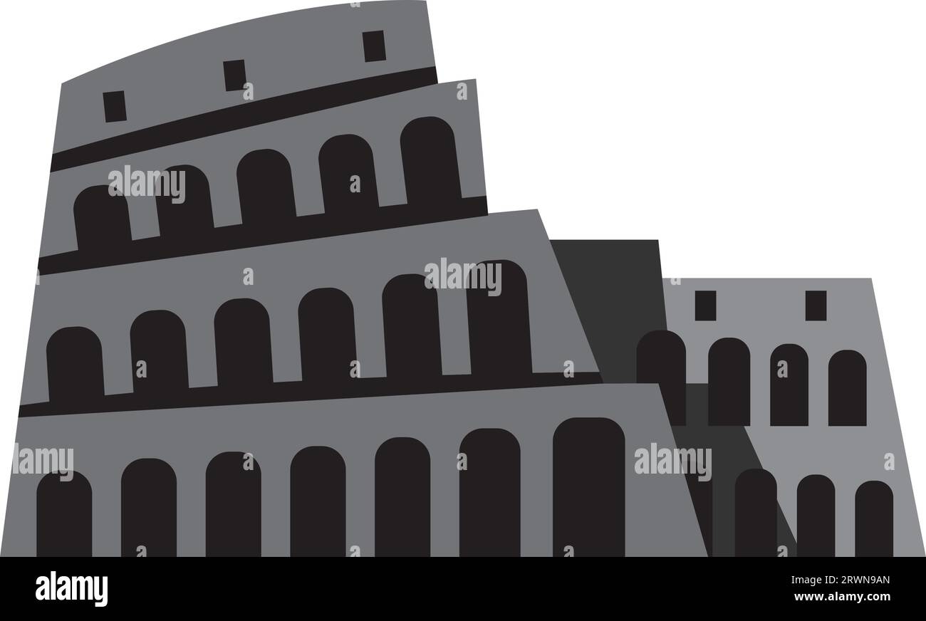 Simple monochromatic flat drawing of the COLOSSEUM, ROME Stock Vector