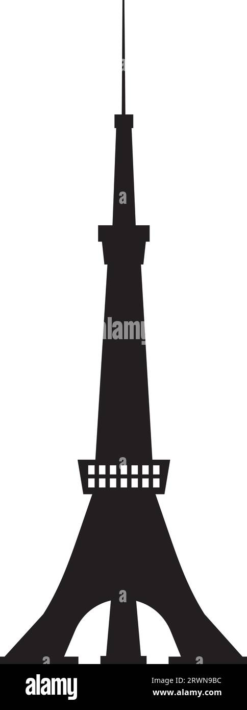Simple black flat drawing of the TOKYO TOWER, TOKYO Stock Vector