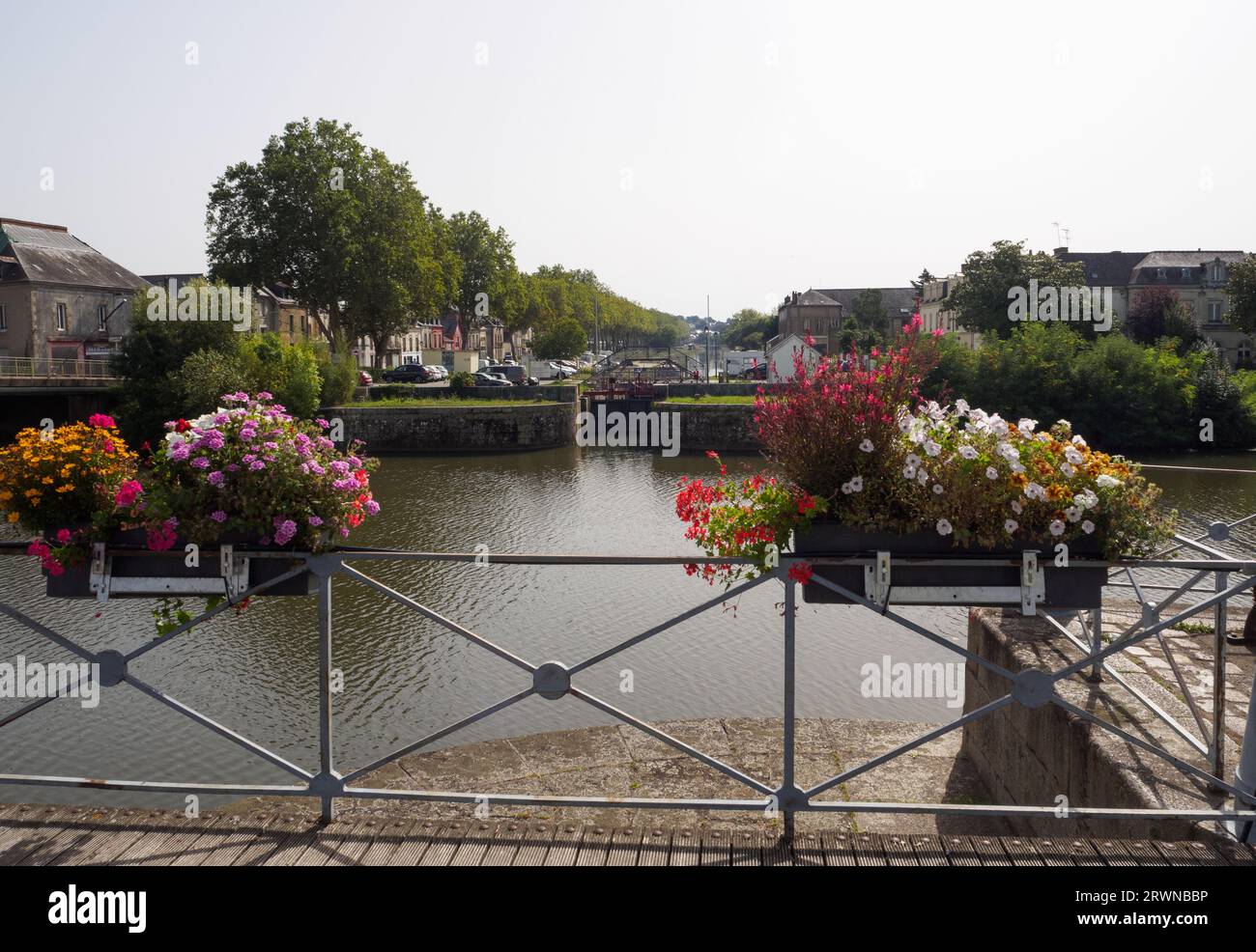 The Nantes Brest canal junction with The Vilaine in Redon Brittany Stock Photo