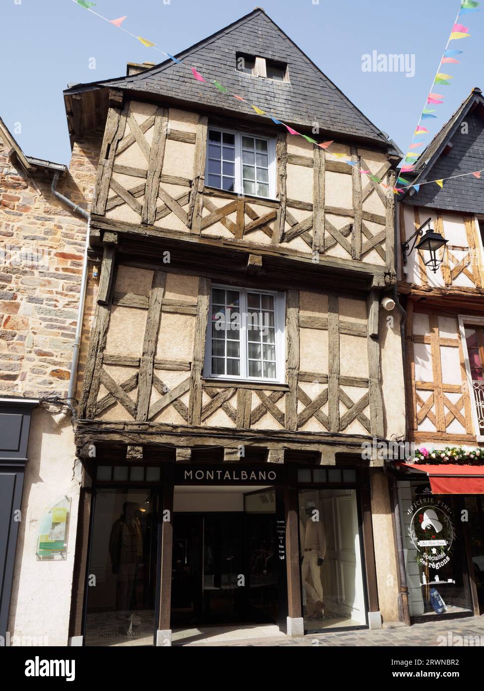 The Grande Rue in Redon, Brittany, timber framed buildings Stock Photo