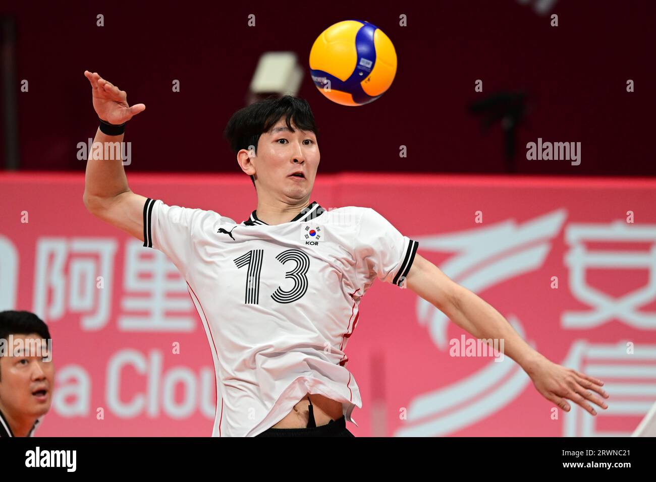 Hangzhou, China. 20th Sep, 2023. Junwoo Kim of the Republic of Korea men volleyball team is seen