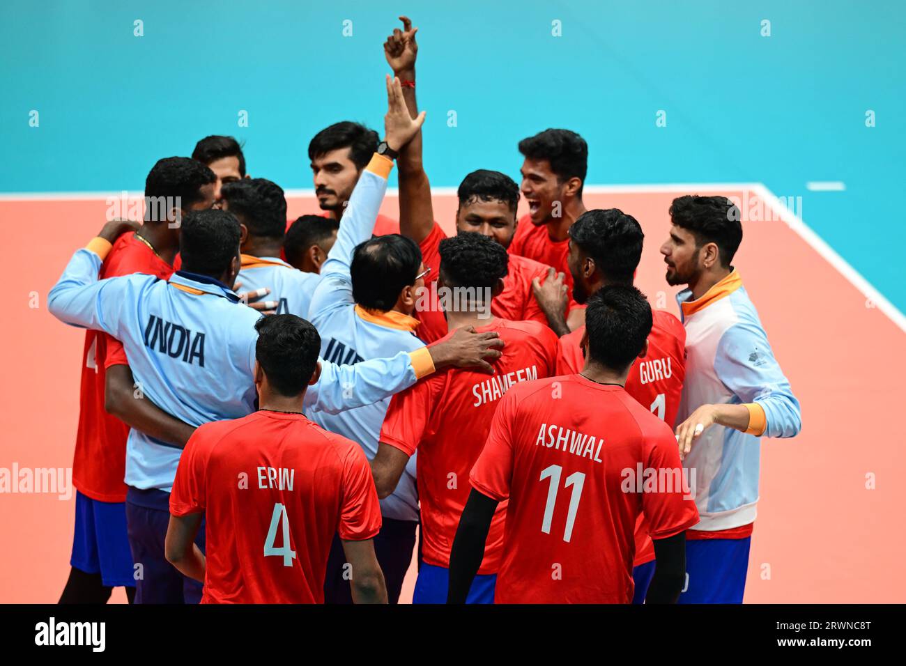 Hangzhou China 20th Sep 2023 The India Men Volleyball Team Are Seen During The19th Asian