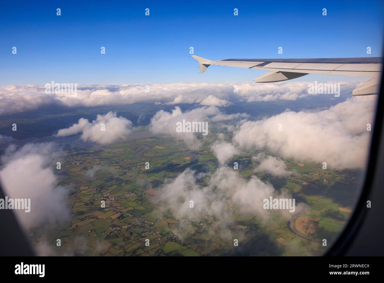 A View Out Of A Plane Window Taking Off From Shannon Airport In County 