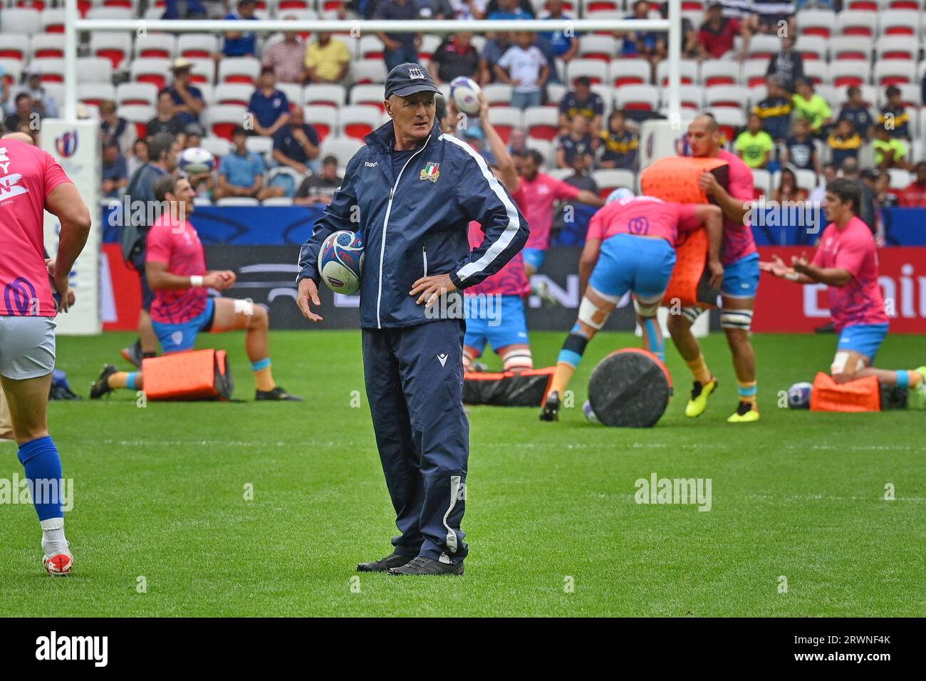 Nice, France. 20th Sep, 2023. kieran crowley italy's coach during Italy vs Uruguay, Rugby World Cup match in Nice, France, September 20 2023 Credit: Independent Photo Agency/Alamy Live News Stock Photo