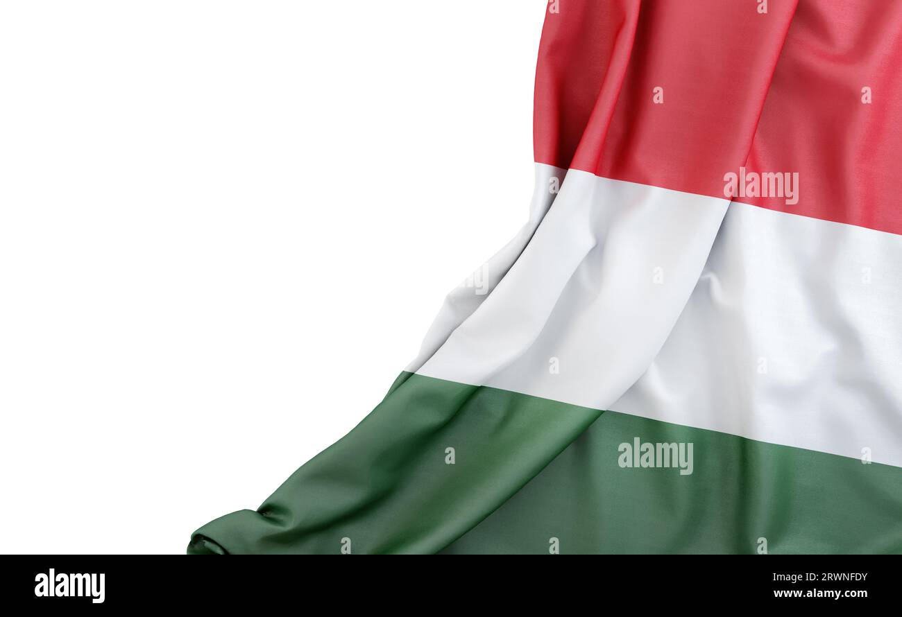 Flag of Hungary with empty space on the left. Isolated. 3D Rendering Stock Photo