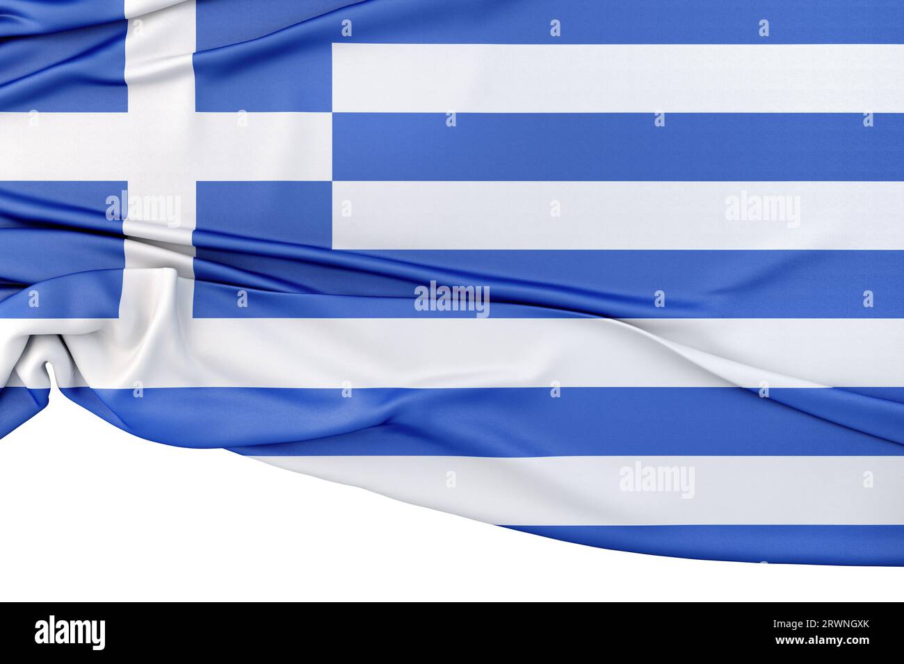 Isolated Flag of Greece with copy space below. 3D Rendering Stock Photo