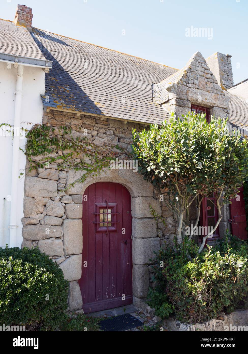 Stone cottage in Kervalet, Brittany Stock Photo