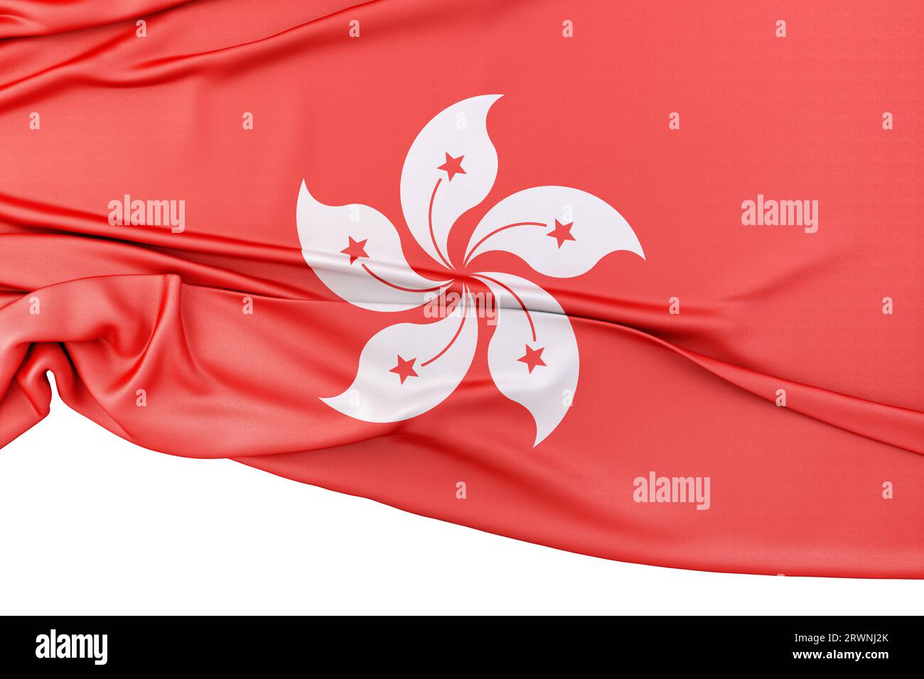 Isolated Flag of Hong Kong. 3D Rendering Stock Photo