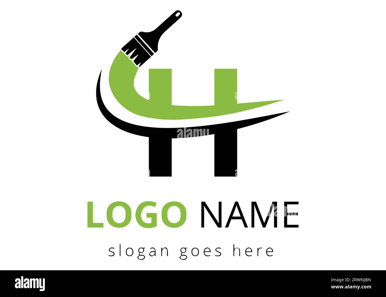 Letter H paint brush logo design template. Initial Paint Sign Concept ...
