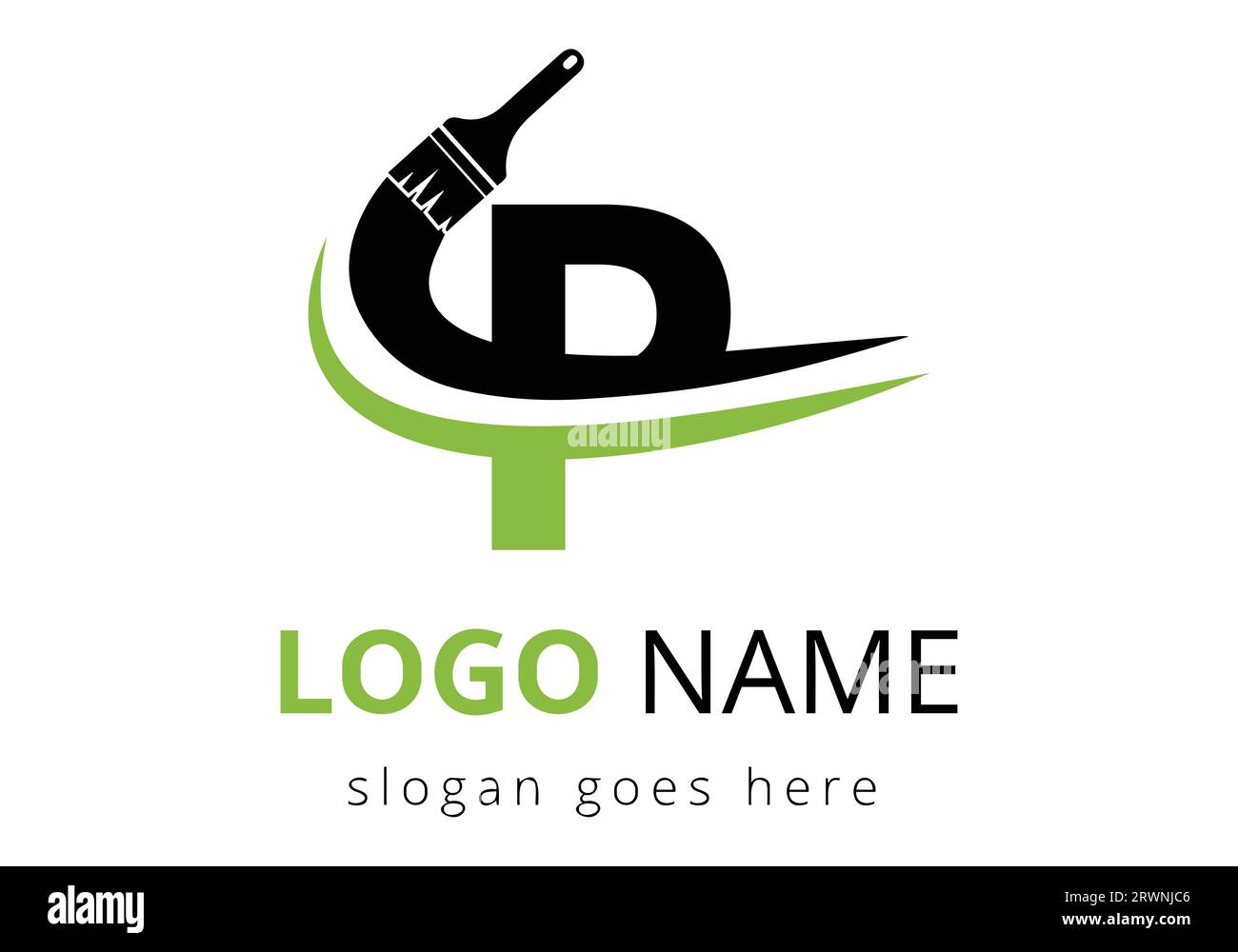 Letter P paint brush logo design template. Initial Paint Sign Concept Template Stock Vector