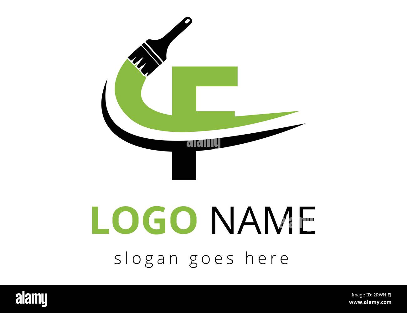 Letter F paint brush logo design template. Initial Paint Sign Concept ...