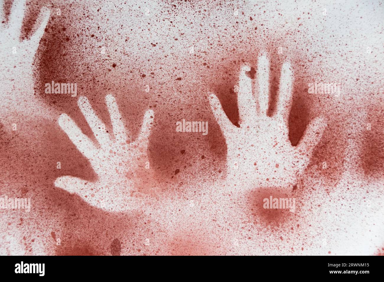 Paleolithical hands in the Coins Cave, Cantabria, Spain Stock Photo
