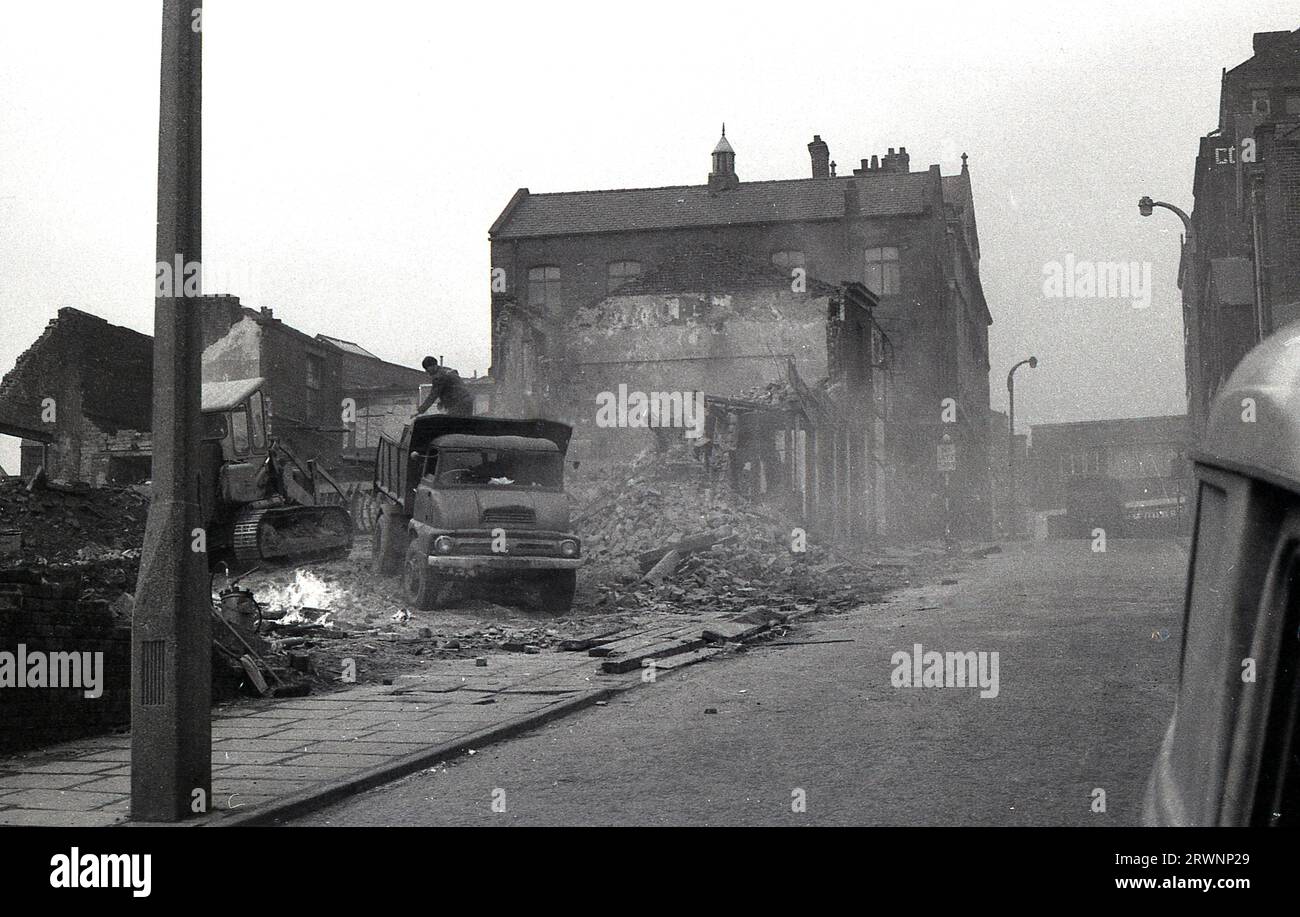 1960s, historical, old buildings being demolished, Silver Street, Oldham, England, UK. Stock Photo