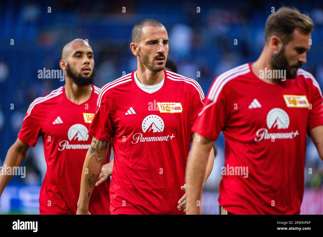Madrid, Spain. 20th Sep, 2023. Leonardo Bonucci (Union Berlin) during the warm up before football match between Real Madrid and Union Berlin valid for the matchday 01 of the Uefa Champions League played at Santiago Bernabeu stadium on September 20, 2023 in Madrid, Spain Credit: Independent Photo Agency/Alamy Live News Stock Photo